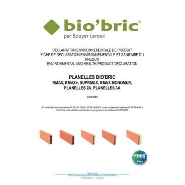 Fiche de déclaration environnementale et sanitaire (FDES) planelle Biobric