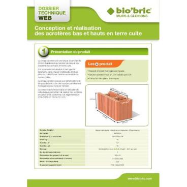 Fiche technique - Conception et réalisation des acrotères bas et haut en terre cuite