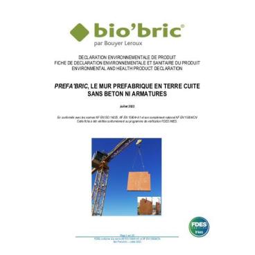Fiche de déclaration environnementale et sanitaire (FDES) système hors site Prefabric