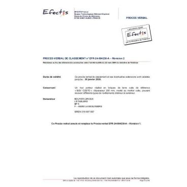 PV Feu bgv'costo + mortier joint mince EFR-24-004230-A Révision2